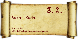 Bakai Kada névjegykártya